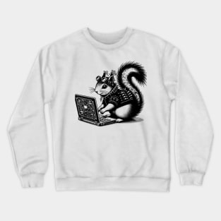 Punk Rock Goth Squirrel on Computer Vintage Style Crewneck Sweatshirt